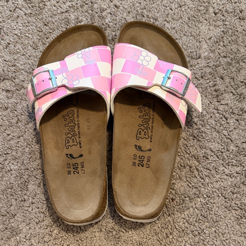 Pink Checkered Birki's womans Sandals